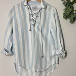 Rails Striped Long Sleeve Lace Up Shirt Photo 5