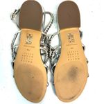 White House | Black Market Silver Beaded Low Heel Sandals Size 7.5 Photo 4