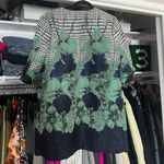 Anthropologie Eva Franco houndstooth navy rose floral open front kimono jacket Photo 10