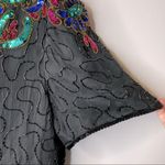 Vintage Black Pink Blue Green Sequined Beaded Silk Top Size XXL Photo 6