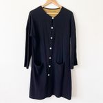 Gudrun Sjoden Waffle Knit Button Down Lagenlook Oversize Shirt Dress in Black Photo 1