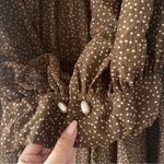 Vince  Brown Polka Starry Dot Shirred Long Sleeve Dress Size S Photo 7