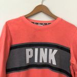 PINK - Victoria's Secret PINK VS VICTORIAS SECRET Neon Coral Orange PINK Stripe Crewneck Sweatshirt Small Photo 1