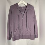 Eddie Bauer Womens Zip Long Sleeve Hooded Sweat Jacket Purple Gray Sz XXL Photo 7