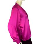 VINTAGE 1990'S JG HOOK SATIN BERRY PINK WRAP BLOUSE (14P) Photo 1