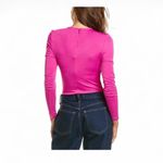 Farm Rio Hot Pink Twist Front Long Sleeve Bodysuit Women's Medium NWOT Photo 1