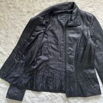 Avanti Jacket Genuine Leather Full Zip Up Collared Vintage Black S Photo 3