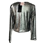 Evereve Chaser sequin drape front jacket reversible sequin black silver NWT - XS Photo 3