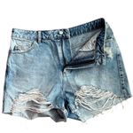 Topshop  Mom Denim Distressed Rigid‎ Jean Shorts Blue Size 8 Photo 4