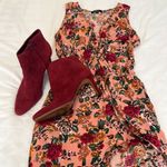 Ambiance szS flowered faux wrap bodice skirted elastic waist shorts romper EUC Red Photo 1