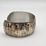 Reed & Barton Silver Tone & Gold Tone Egyptian Motif Cuff Bracelet Photo 1