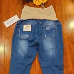 Blue Savvy  Maternity Distressed Denim Jeans Size Medium Photo 8