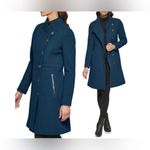 Guess NWOT  Asymmetrical Button Front Wool Peacoat Women's M Teal Wing Collar Photo 9