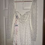 Oh Polly  Dress Milan Long Sleeve Embellished Corset Mini Ivory Photo 2