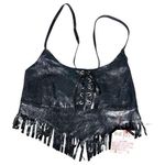 Ashim Hot Topic Black Leather Fringe Crop Top Size Small NEW with Tags Other Photo 0