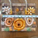 Vintage Woven Basket Floral Embellished Handbag Tan Photo 6