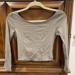 American Eagle  Olive Green Long Sleeve Crop Top Photo 0