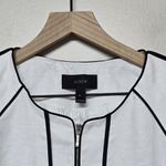 J.Crew Womens White Herringbone Linen Black Piping Dress and Jacket Sz 6 Office Photo 6