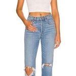 RE/DONE Jeans 70s Stove Pipe High-Rise Distressed Crop Destroyed Dawn 25 NWT Photo 0