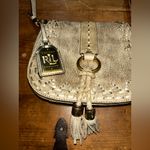 Ralph Lauren Gold Textured Leather Crossbody Bag with Tassel Detail — Boho Saddle Style Photo 2