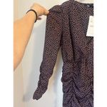 ZARA NWT Tiny Hearts Black w/Pink Hearts Mini Dress Puff Sleeves V-neck Ruched M Photo 7