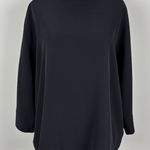Uniqlo Blouse Top Womens Large Black Boxy Relaxed Fit 3/4 Sleeve Stretch Office Photo 0