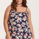 Torrid -beautiful navy blue floral tank top, lace up back, adjustable straps, excellent condition, size 2x Photo 0