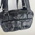 Banana Republic Black Leather Shoulder Bag Contrasting Stitch Detail Photo 6