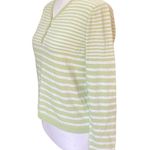 L.L.Bean Womens V Neck Sweater Green and White Striped Size XS Regular Photo 3