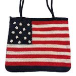Patriotic Knit Tote Bag Red White Blue 13 Star American Flag Crochet Bag Photo 4