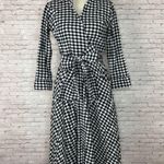 Shabby Apple Black and White Gingham Central Park Wrap Long Sleeve Dress Size XS Photo 1
