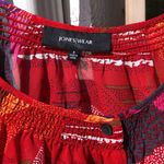 Jones Wear  Sheer Red Abstract Print Long Sleeve Blouse Size Small Photo 1