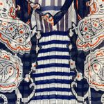 CAbi  Paisley Blouse Sleeveless Ruffle Trim Sheer‎ Top Blue Orange Size M Photo 4