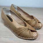 Cute Soft Style Brown Tan Knotted Wedges Jute Heel Peep Toe 8M Size 8 Photo 0