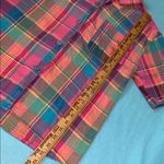 SUN STREAK plaid short sleeve button up multi color cotton camp shirt size S Pink Photo 8