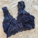 Aerie Eyelash Lace Plunge Bralette Blue Size XS Photo 3