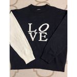 Elan  LOVE Colorblock Black White Long Sleeve Pullover Sweater, Size Large Photo 2