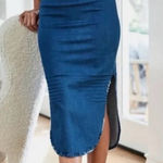 Frank & Eileen  Skirt Size 4 Donegal Denim Long NWT Photo 0