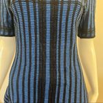 Andrew Marc  Checkered Knee Length Dress in Black and Blue Photo 4