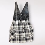 ZARA  Tweed Plaid Faux‎ Leather Pinafore Dress With Pockets Size S Photo 2
