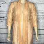 Shannon Ford New York Size 1X Peachy Pink Lace Open Front Cardigan Jacket Photo 0
