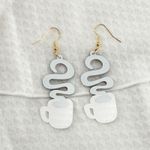 Cartoon Coffee Earring, Coffee Tumbler Earrings, Coffee Latte Earrings White Photo 1