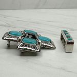 Blue Purple Cross Belt Buckle Statement Silver Tone ✨ Photo 4