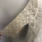 Step In Style Top Tunic Crocheted Swim Coverup Long Sleeve Cream Natural Neutral Tan Size M Photo 4