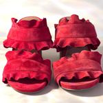 Free People  Rosie Ruffle Stacked Heel Red Size EU 37 US 6.5 Photo 2