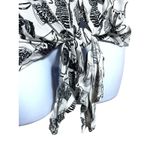 Karen Kane Handbag Purse Scarves Tie Front V Neck Blouse Top L Monochrome NWT Photo 2