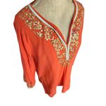 Nicoblu Roxana Tunic With Gold & Gemstone Embellishment Large Orange Size 12 Photo 4