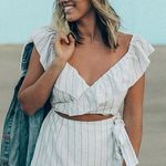 Tobi White And Blue Pin Stripe Romper Photo 0