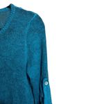 Belle France Top Small Blue Knit Lace Hem Mix Media Boho Made In Italy Blouse Photo 2