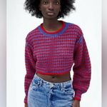 ZARA NWT Wool Alpaca Blend Crop Chunky Knit Striped Balloon Sleeve Crop Sweater Photo 4